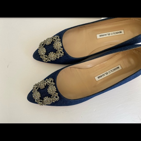 Manolo Blahnik Hangisi Denim Ballerina Flat - Picture 7 of 13